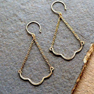 Scallop Earrings - nautical minimalist scallop chandelier dangle earrings - Foamy Wader