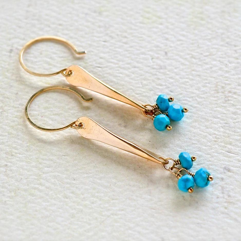 Sea Spray Earrings - modern dangle spike earrings with birthstones - Foamy Wader