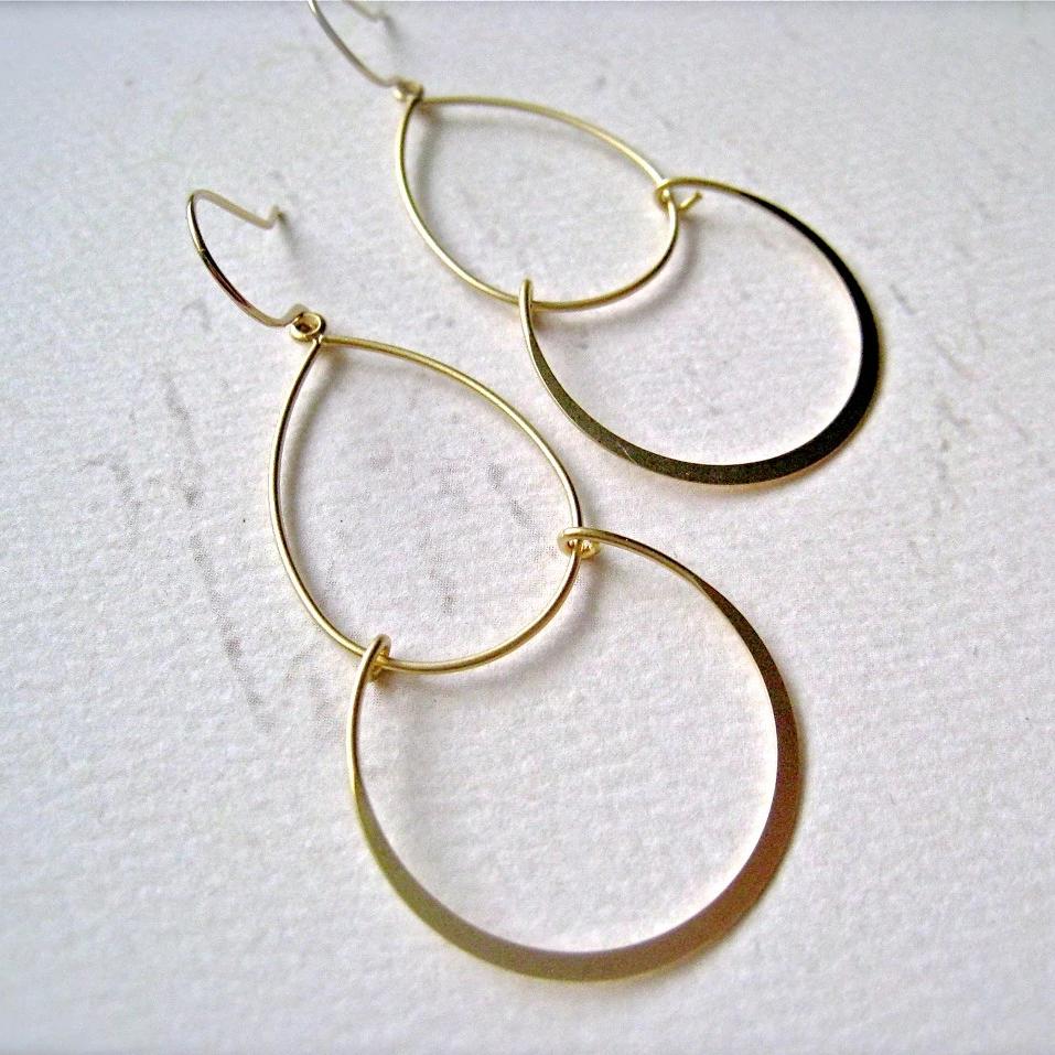 Serena Earrings - classy double drop earrings with teardrop and crescent - Foamy Wader