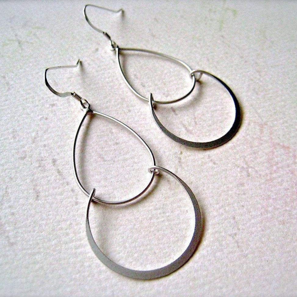 Serena Earrings - classy double drop earrings with teardrop and crescent - Foamy Wader
