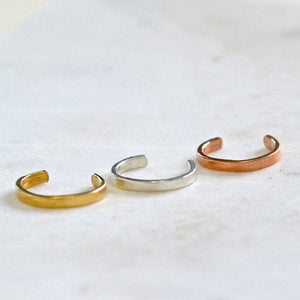 Shimmer Ear Cuff - handmade hammered thin stackable cuff earring - Foamy Wader