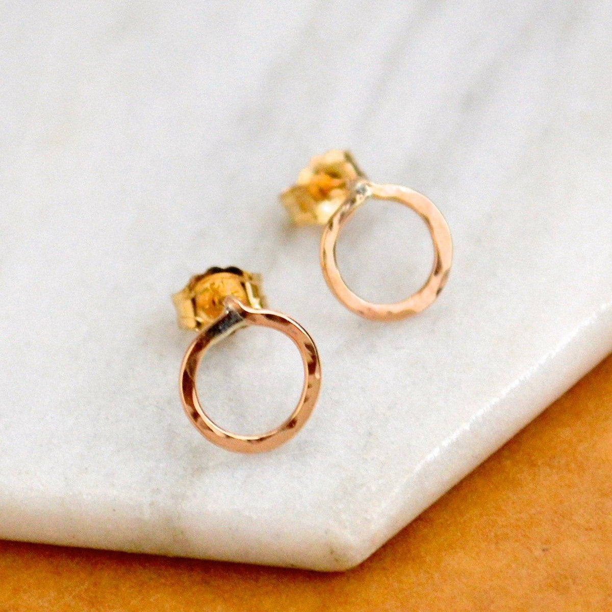 Shine Stud Earrings - minimalist dappled circle post earrings - Foamy Wader