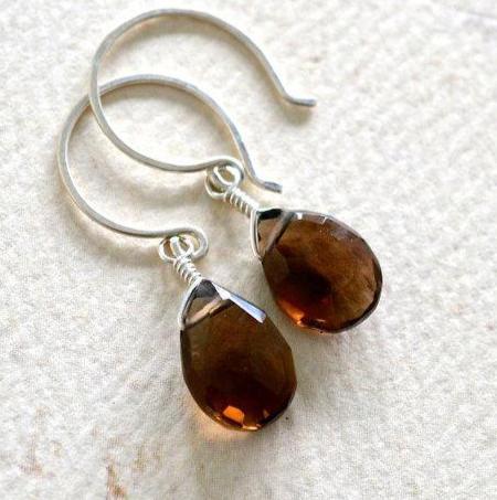Silt Earrings - brown smoky quartz gemstone drop earrings - Foamy Wader