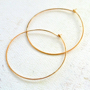 Sliver Hoop Earrings - handmade hammered lightweight thin hoop earrings - Foamy Wader