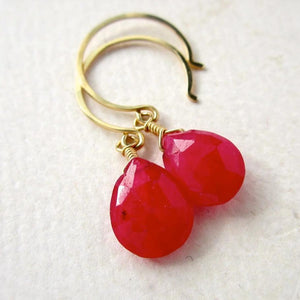 Sookie Earrings - crimson red ruby gemstone drop earrings - Foamy Wader