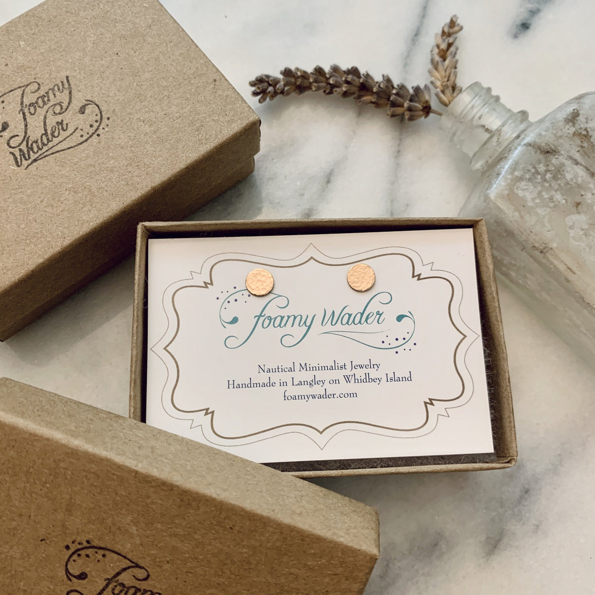 Speckle Stud Earrings - minimalist dappled circle post earrings in gold, silver, or rose gold - Foamy Wader