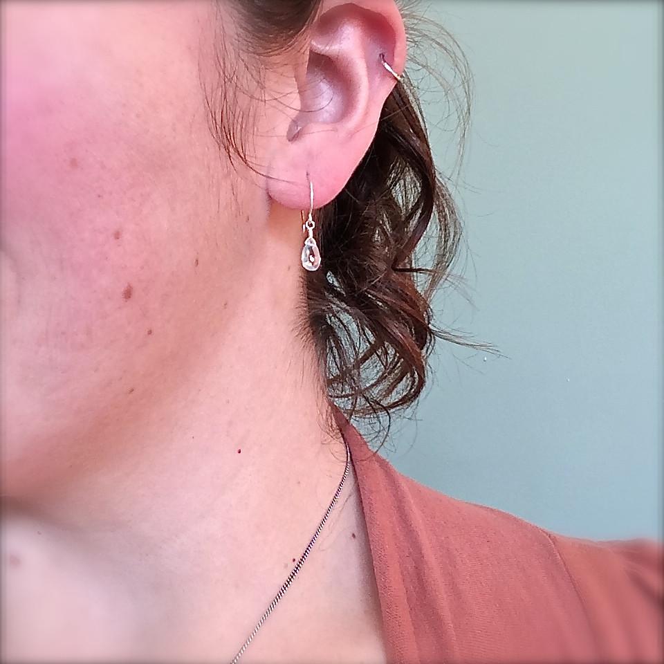 Sprinkle Earrings - baby blue swiss blue topaz gemstone drop earrings - Foamy Wader