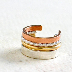 Stacking Ear Cuffs - mix and match stackable cuff earrings in gold, silver, and rose gold - Foamy Wader