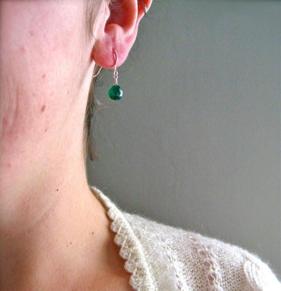 Stunna Earrings - emerald green onyx gemstone drop earrings - Foamy Wader