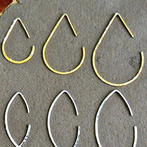 The Point Hoop Earrings - handmade hammered teardrop open hoop earrings - Foamy Wader