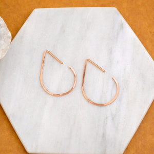 The Point Hoop Earrings - handmade hammered teardrop open hoop earrings - Foamy Wader