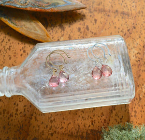 The Siren Earrings - pink mystic quartz gemstone drop earrings - Foamy Wader