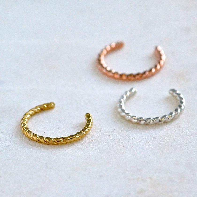 Tightrope Ear Cuff - handmade twisted wire stackable earcuff earring - Foamy Wader