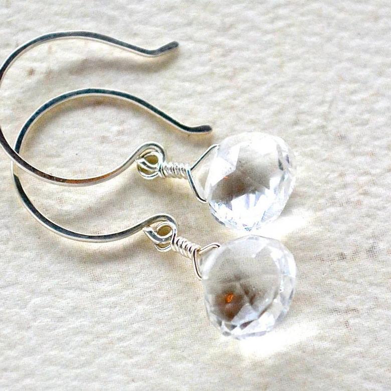 Tivoli Earrings - sparkly white topaz gemstone drop earrings - Foamy Wader