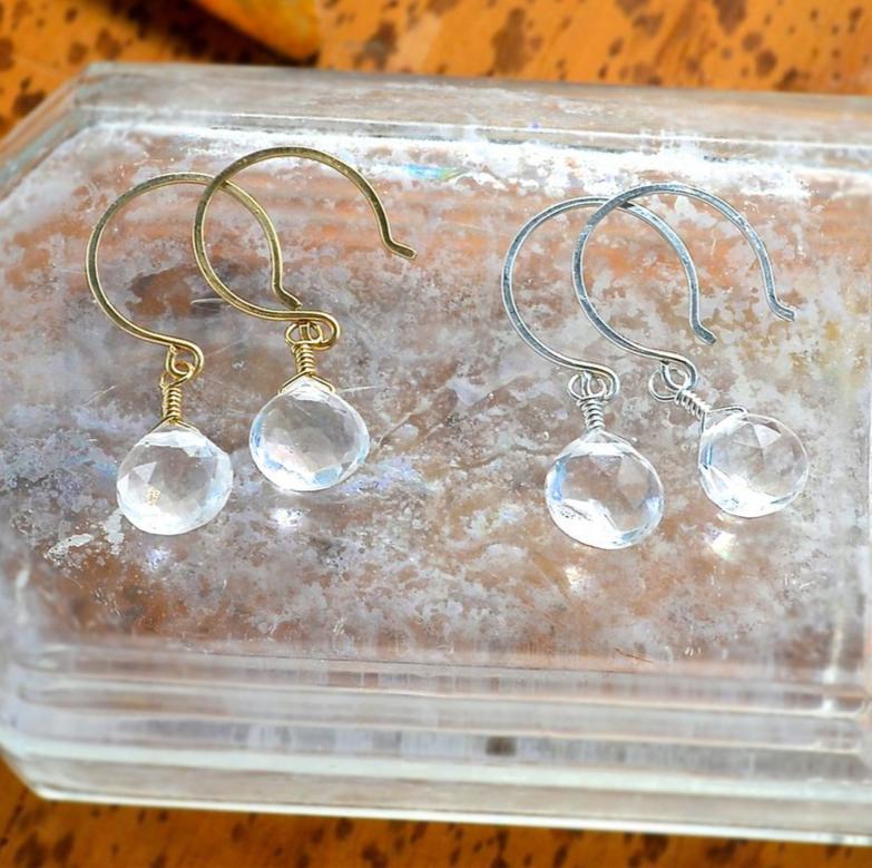 Tivoli Earrings - sparkly white topaz gemstone drop earrings - Foamy Wader