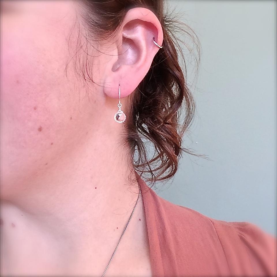 Tivoli Earrings - sparkly white topaz gemstone drop earrings - Foamy Wader