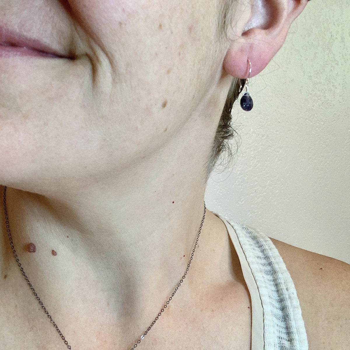 Twilight Earrings - violet iolite gemstone drop earrings - Foamy Wader