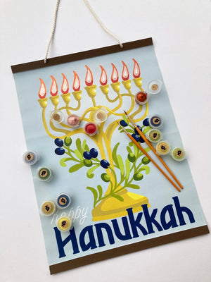 DIY - Paint By Number Wall Hanging - Hanukkah Menorah
