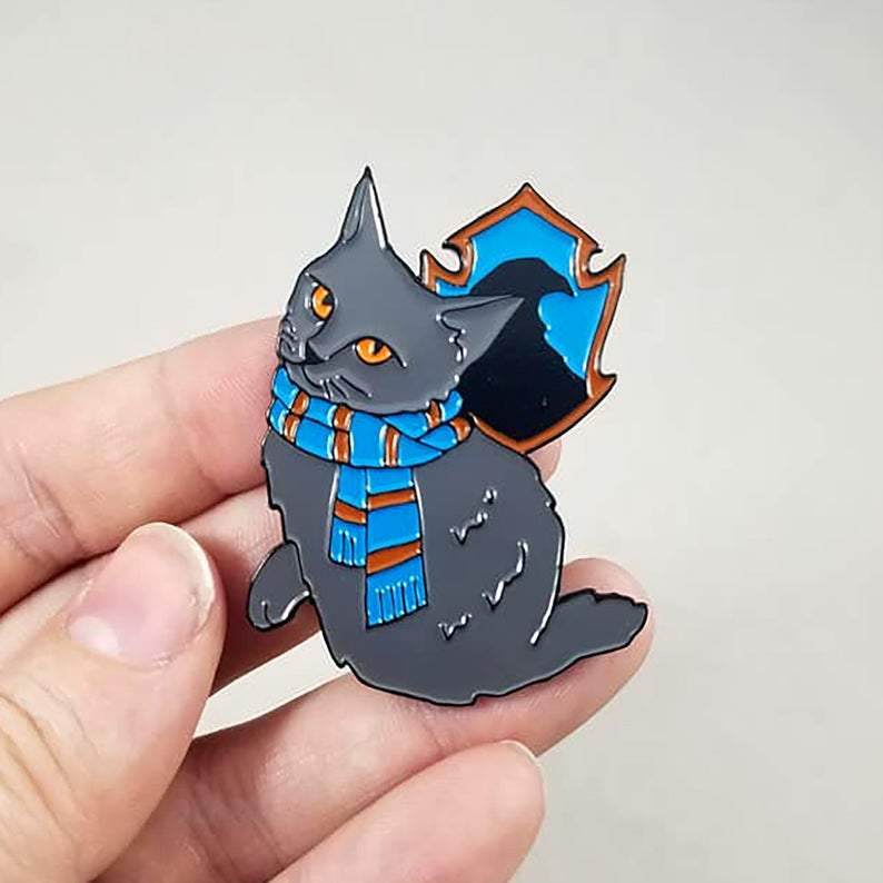 Enamel Pin - Kitten of Intellect (blue & bronze)