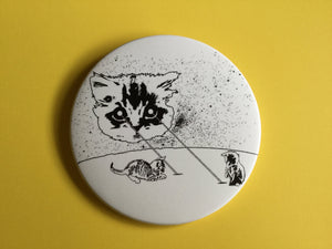 Magnet- 3.5 Inch: Meta Laser Cat - Black & White