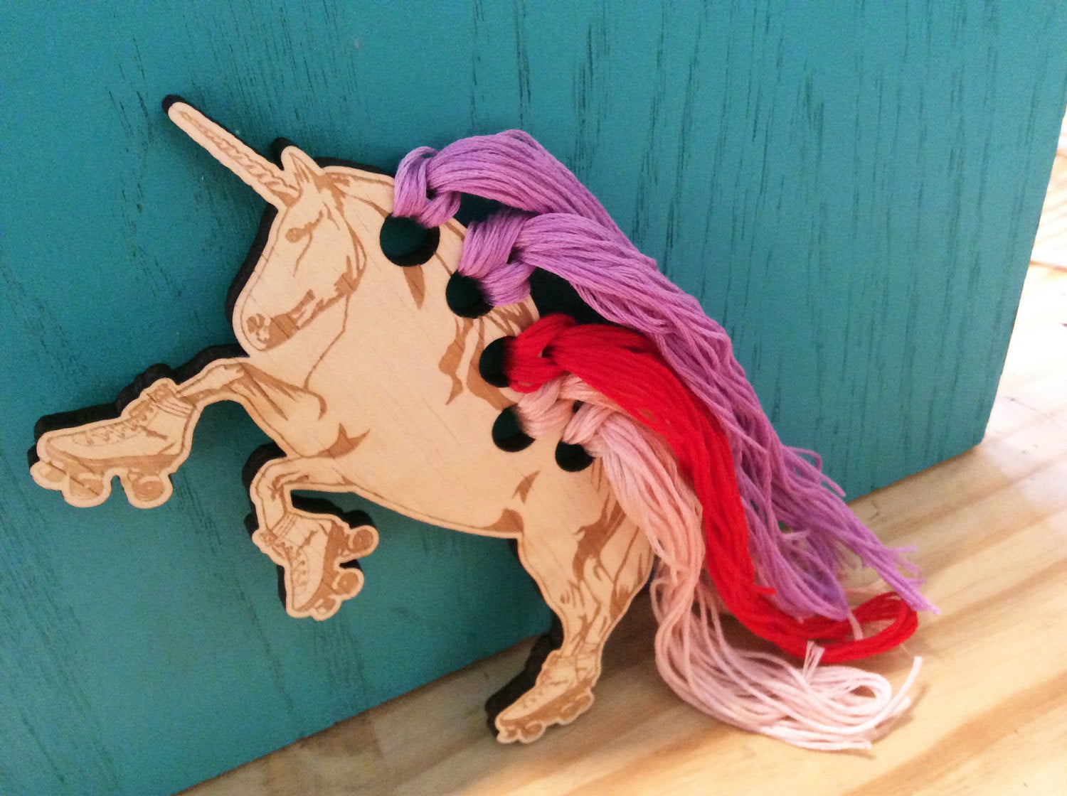 Craft Supply: Embroidery Floss Organizer - Roller Skating Unicorn