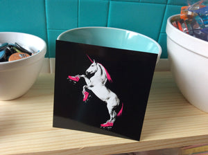 4x4 Sticker - Roller Skating Unicorn - Black