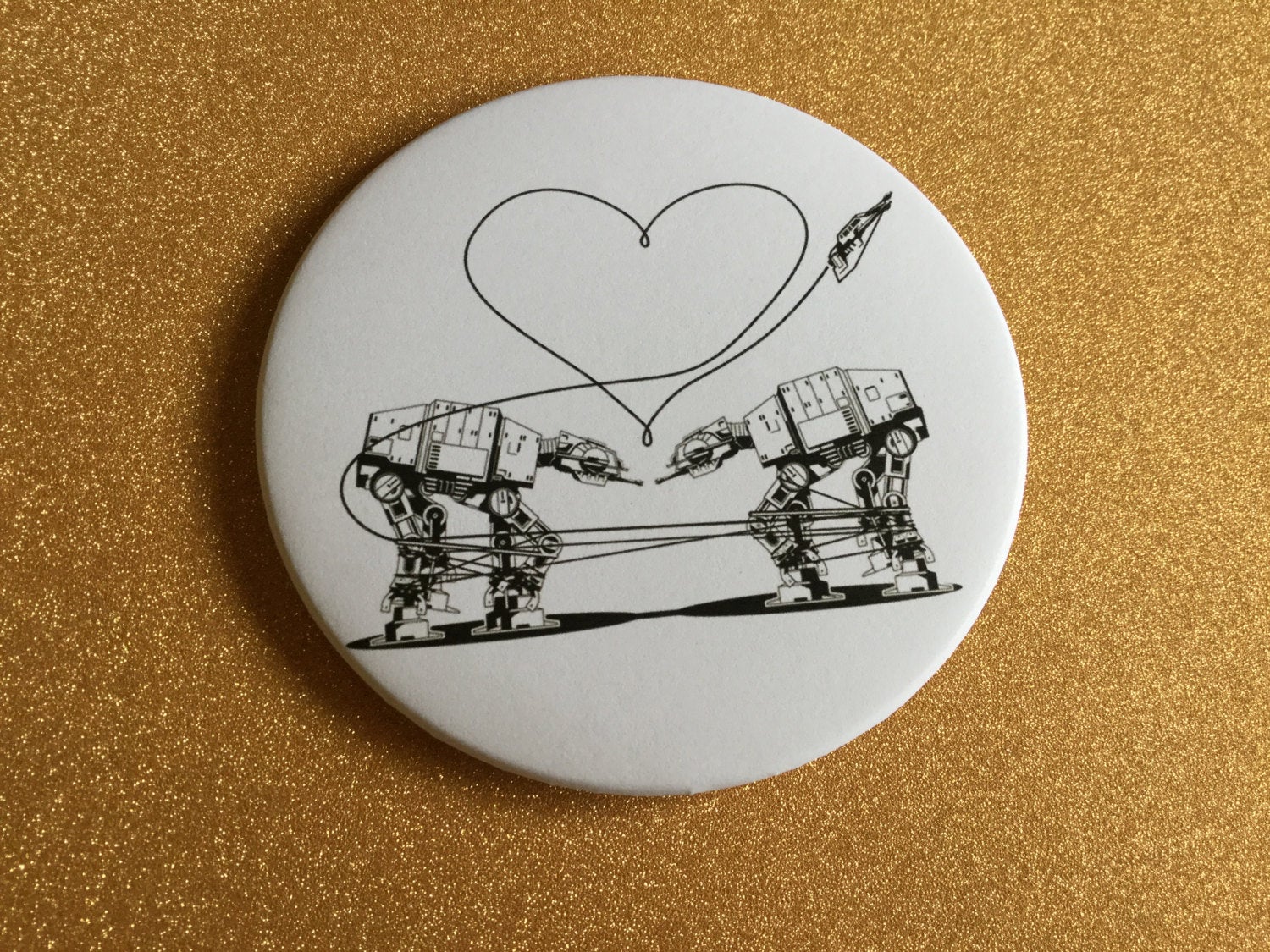 Magnet -3.5 Inch - Love AT-AT First Sight - Black & White