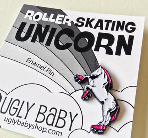 Enamel Pin: Roller Skating Unicorn - Hot Pink