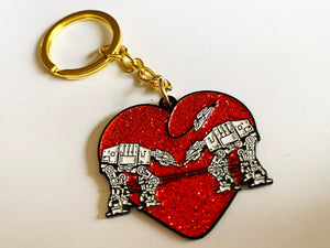 Keychain: Love AT-AT First Sight - Red Glitter