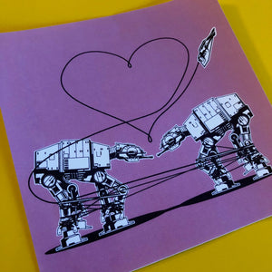 4x4 Sticker - Love AT-AT First Sight - Pink - Large Sticker