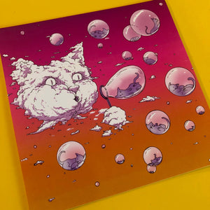 4x4 Sticker - Bubble Cat - Sunset