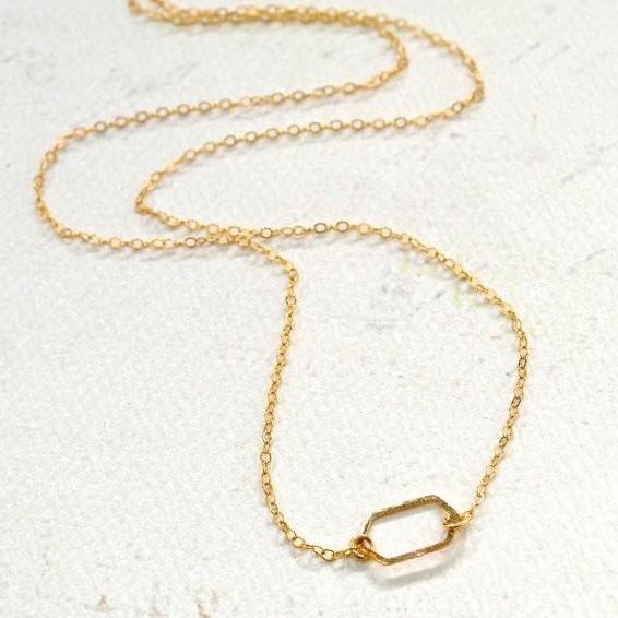 Buoy Necklace - handmade elongated hexagon silhouette charm necklace - Foamy Wader