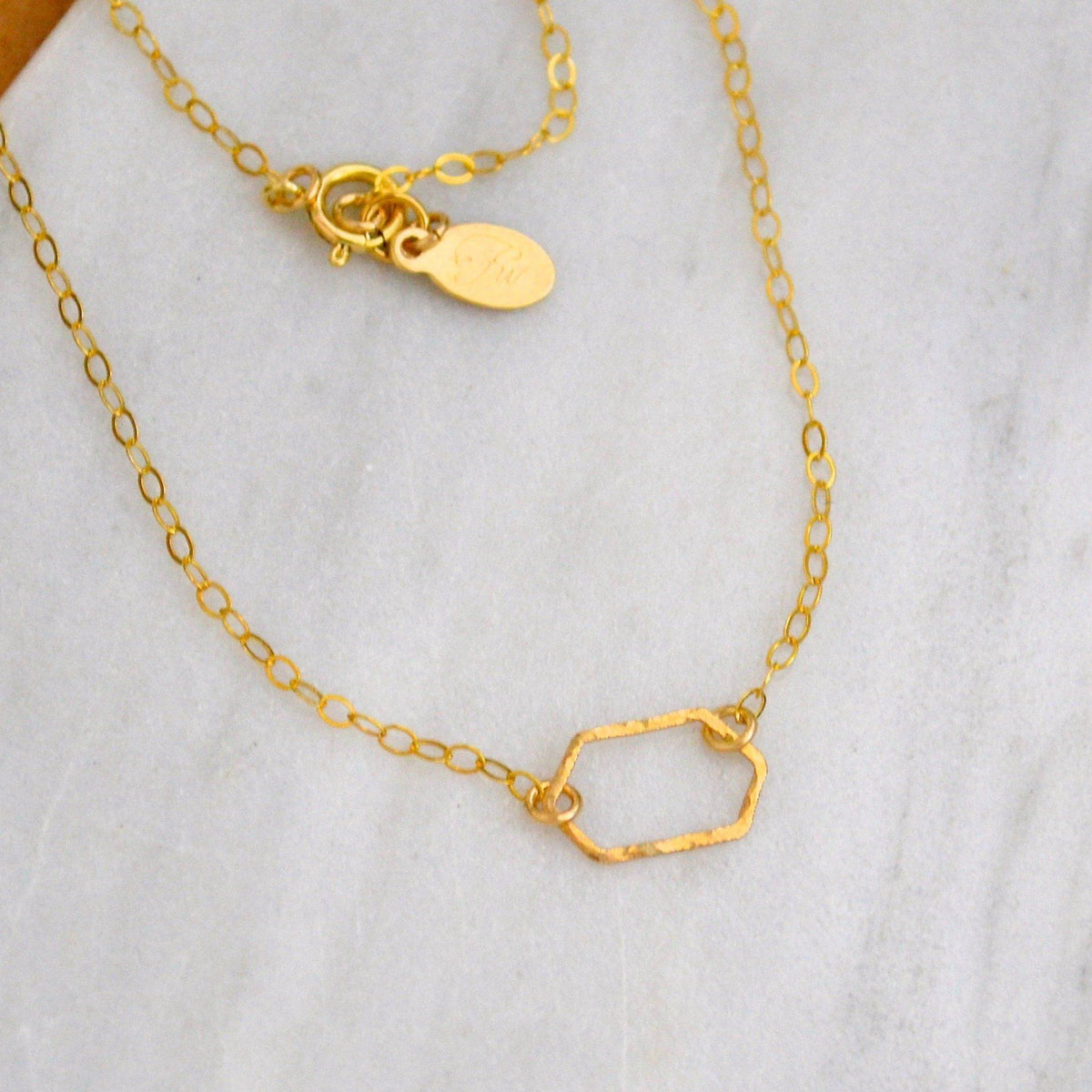 Buoy Necklace - handmade elongated hexagon silhouette charm necklace - Foamy Wader