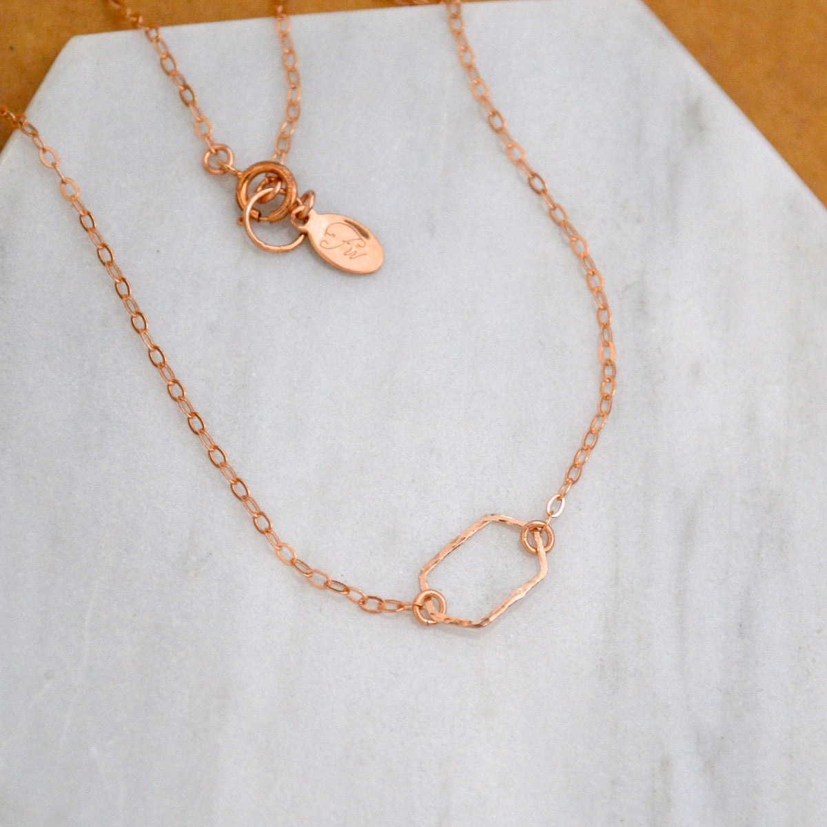 Buoy Necklace - handmade elongated hexagon silhouette charm necklace - Foamy Wader