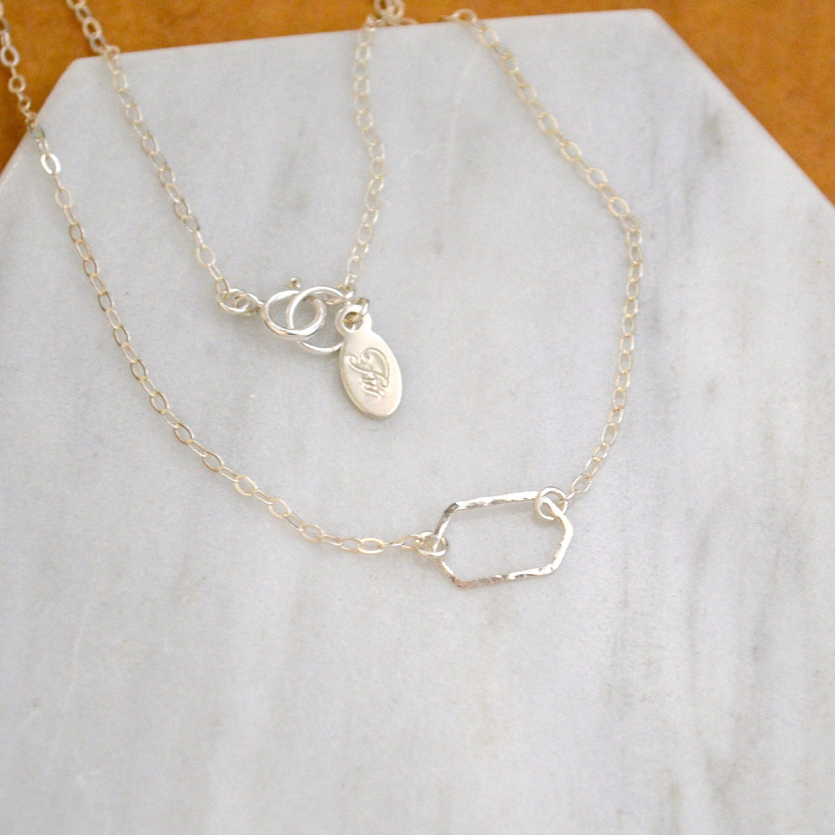 Buoy Necklace - handmade elongated hexagon silhouette charm necklace - Foamy Wader