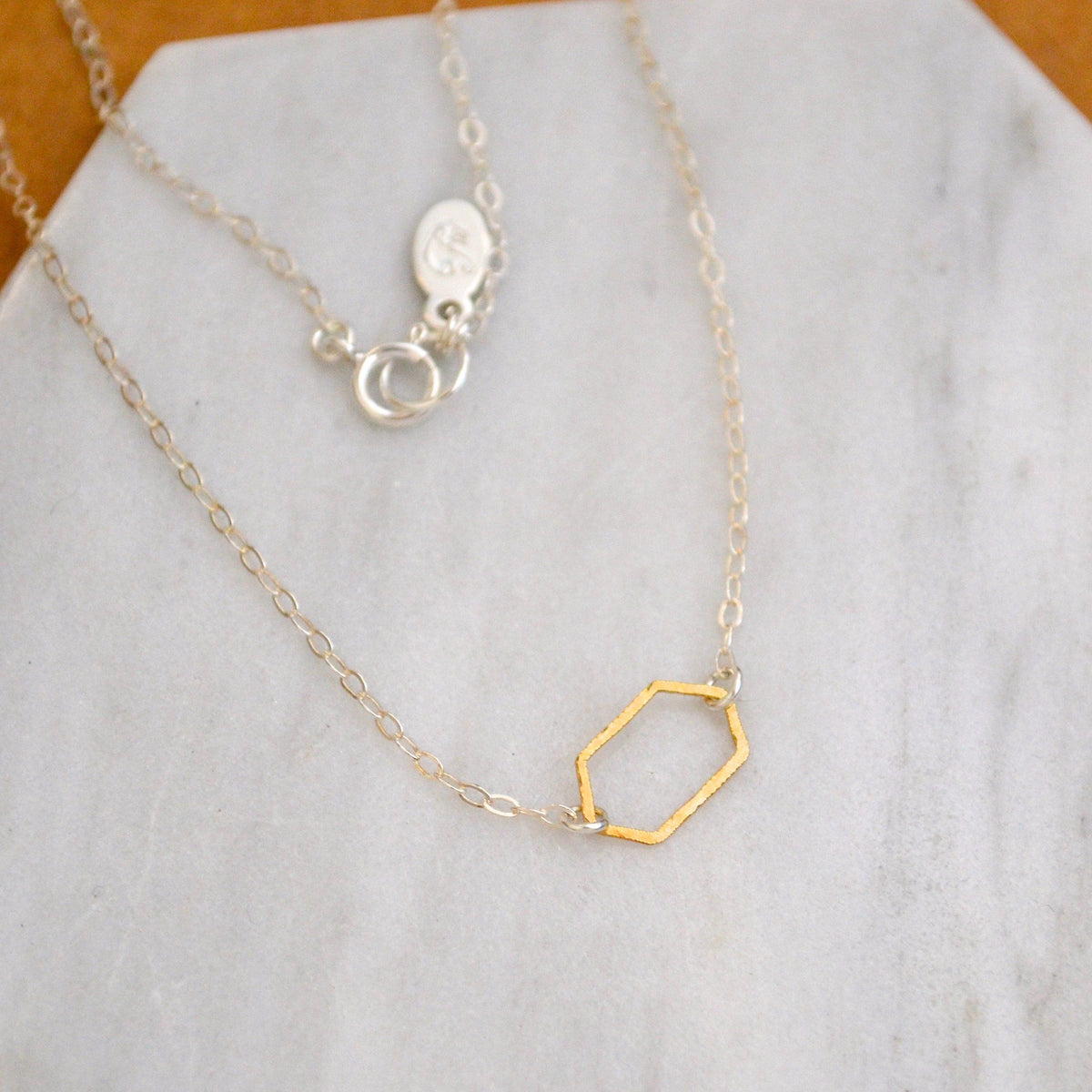 Buoy Necklace - handmade elongated hexagon silhouette charm necklace - Foamy Wader