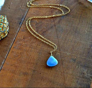 Cozumel Necklace - blue tuquoise gemstone solitaire necklace - Foamy Wader