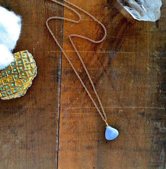 Cozumel Necklace - blue tuquoise gemstone solitaire necklace - Foamy Wader