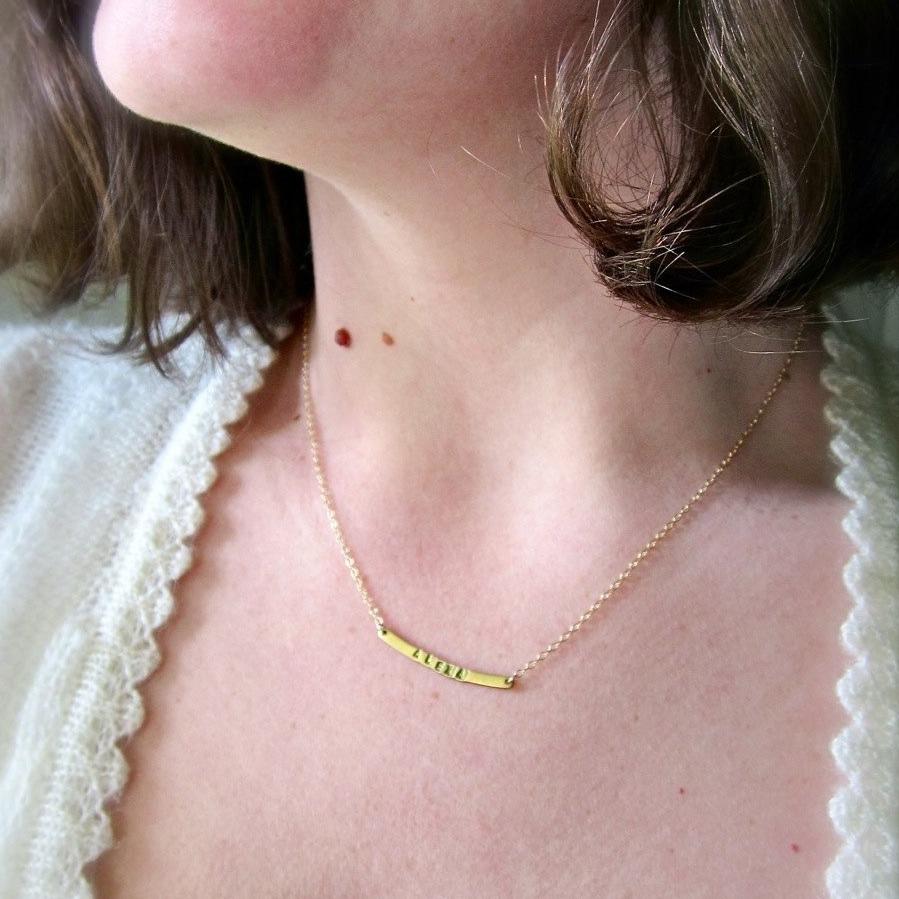 Custom Tiny Name Necklace 14K Gold bar necklace with