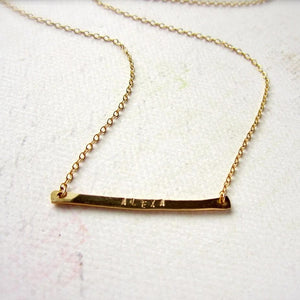 Custom Tiny Name Necklace - horizontal bar custom name necklace in gold, silver, rose gold - Foamy Wader