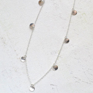 Droplets Necklace - handmade fringe necklace with petite dappled discs - Foamy Wader