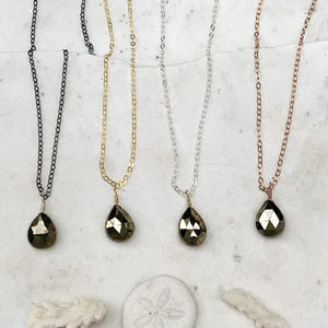 Glint Necklace - golden pyrite fools gold solitaire necklace - Foamy Wader