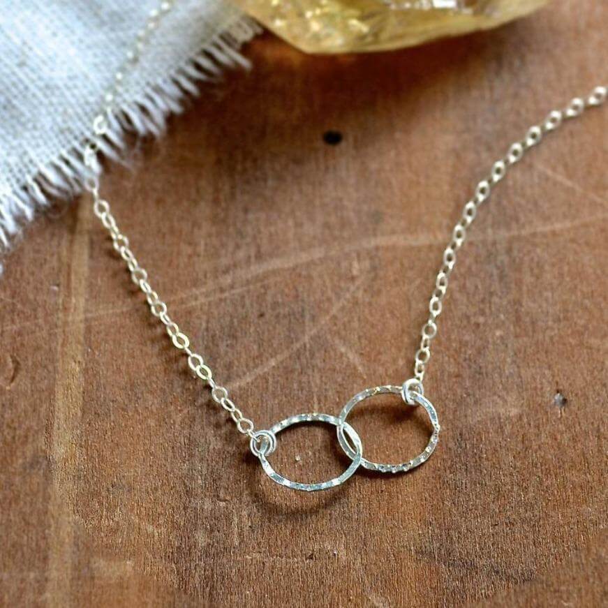 14k gold medium double open circle necklace – Emily Rosenfeld