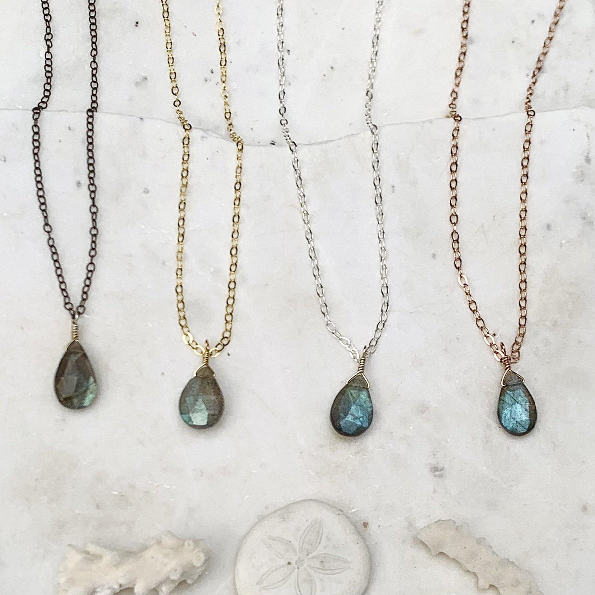 Lightning Necklace - magical flashing labradorite solitaire necklace - Foamy Wader