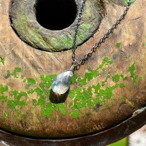 Lightning Necklace - magical flashing labradorite solitaire necklace - Foamy Wader
