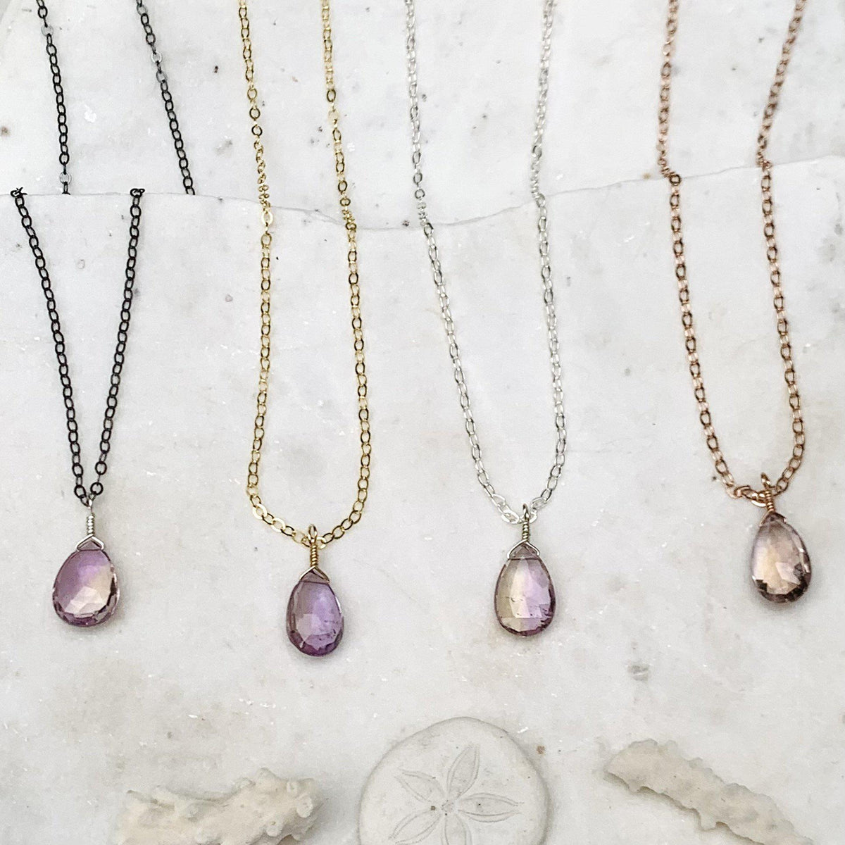 Lilac Necklace - pale purple ametrine gemstone solitaire necklace - Foamy Wader