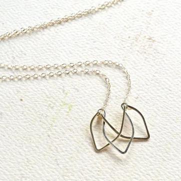 Lotus Necklace - shimmering lotus blossom silhouette pendant necklace - Foamy Wader