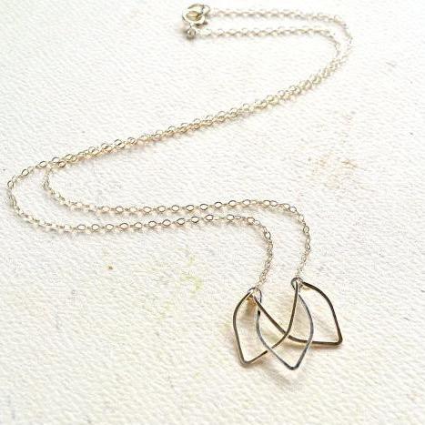 Lotus Necklace - shimmering lotus blossom silhouette pendant necklace - Foamy Wader