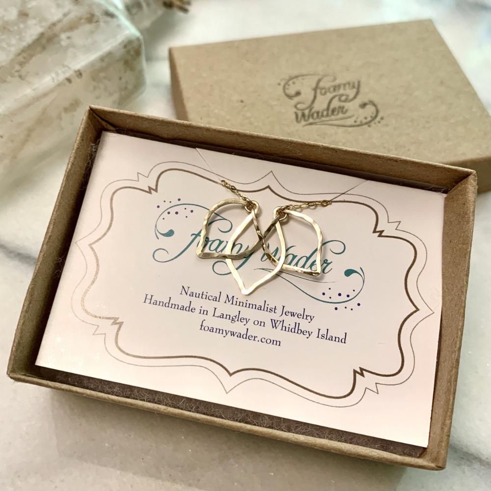 Lotus Necklace - shimmering lotus blossom silhouette pendant necklace - Foamy Wader