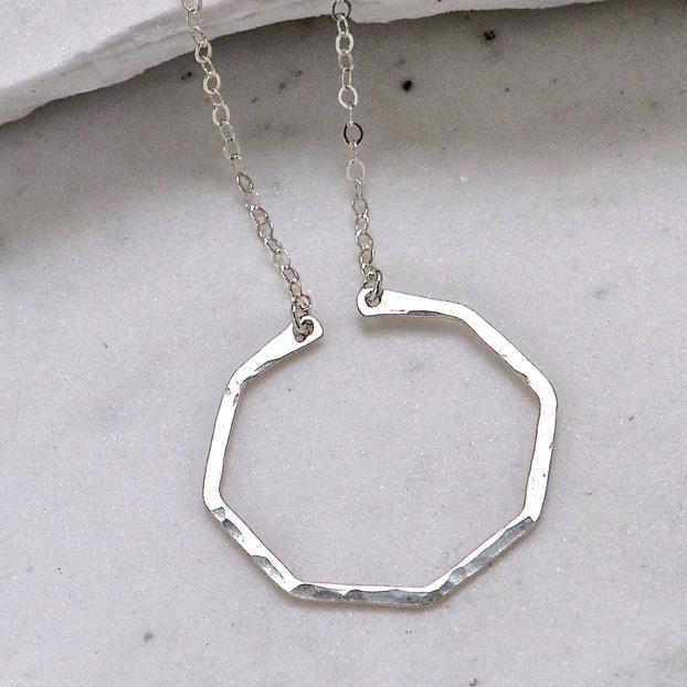 Parasol Necklace - modern geometric octagon layering necklace in gold, silver, rose gold, or mixed metals - Foamy Wader